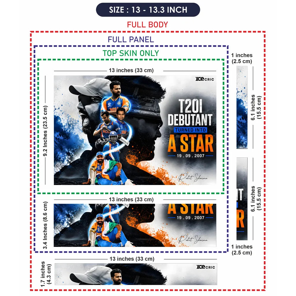 Rohit Sharma T20I Debutant Star Laptop Skin - View 6