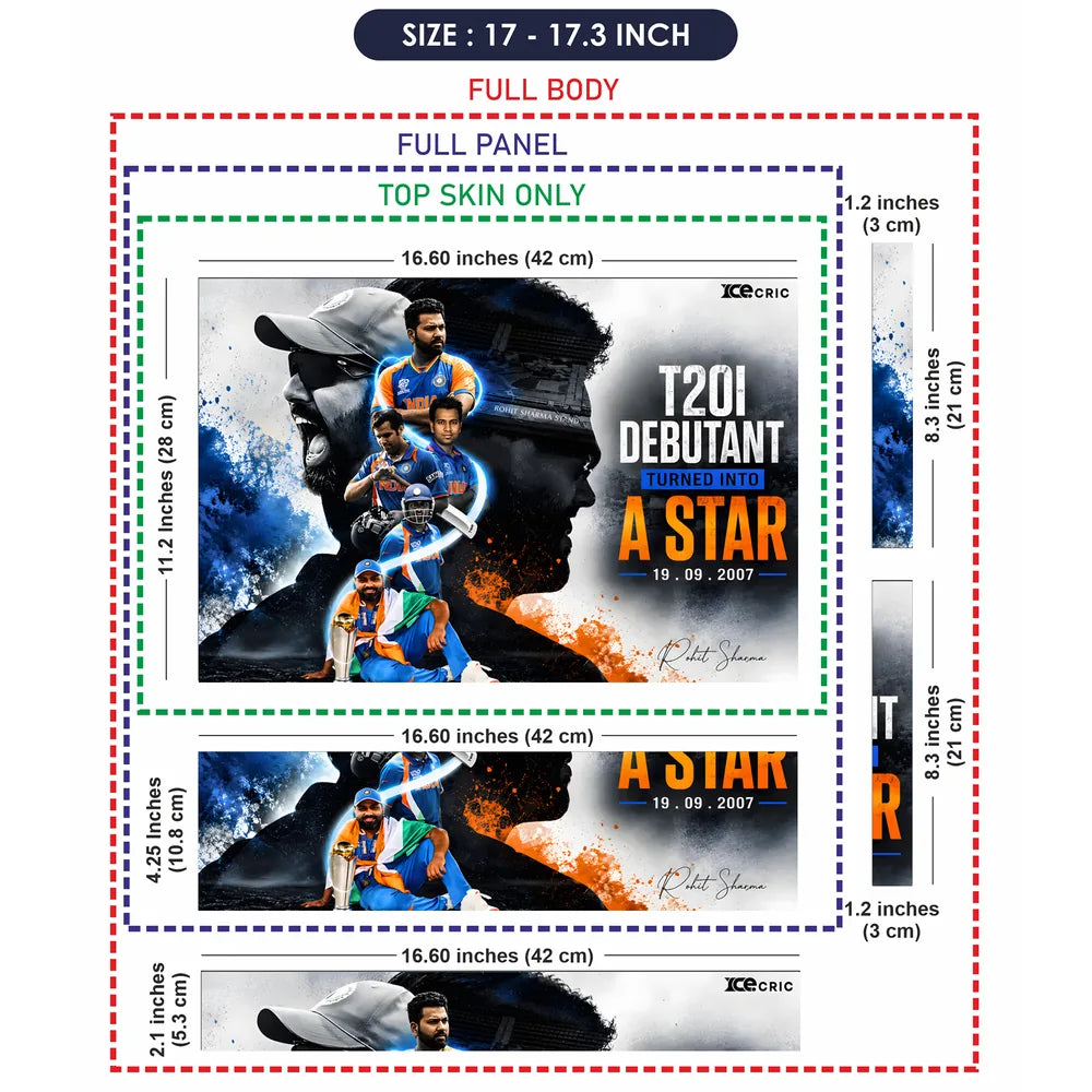 Rohit Sharma T20I Debutant Star Laptop Skin - View 9