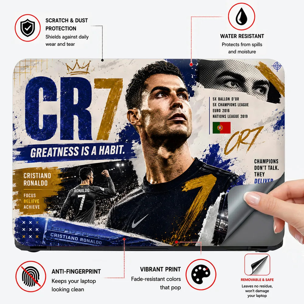 Ronaldo CR7 Greatness Habit Laptop Skin - View 4