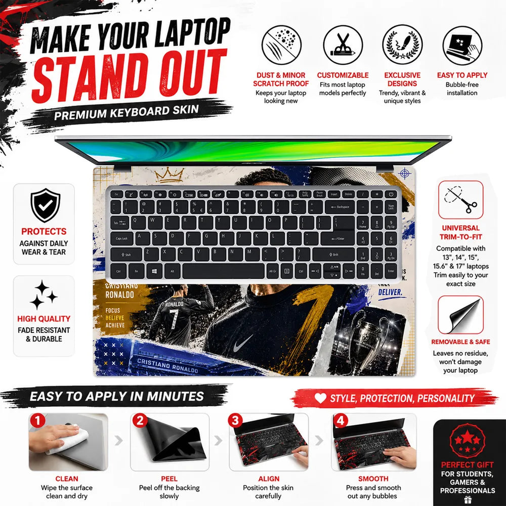 Ronaldo CR7 Greatness Habit Laptop Skin - View 5