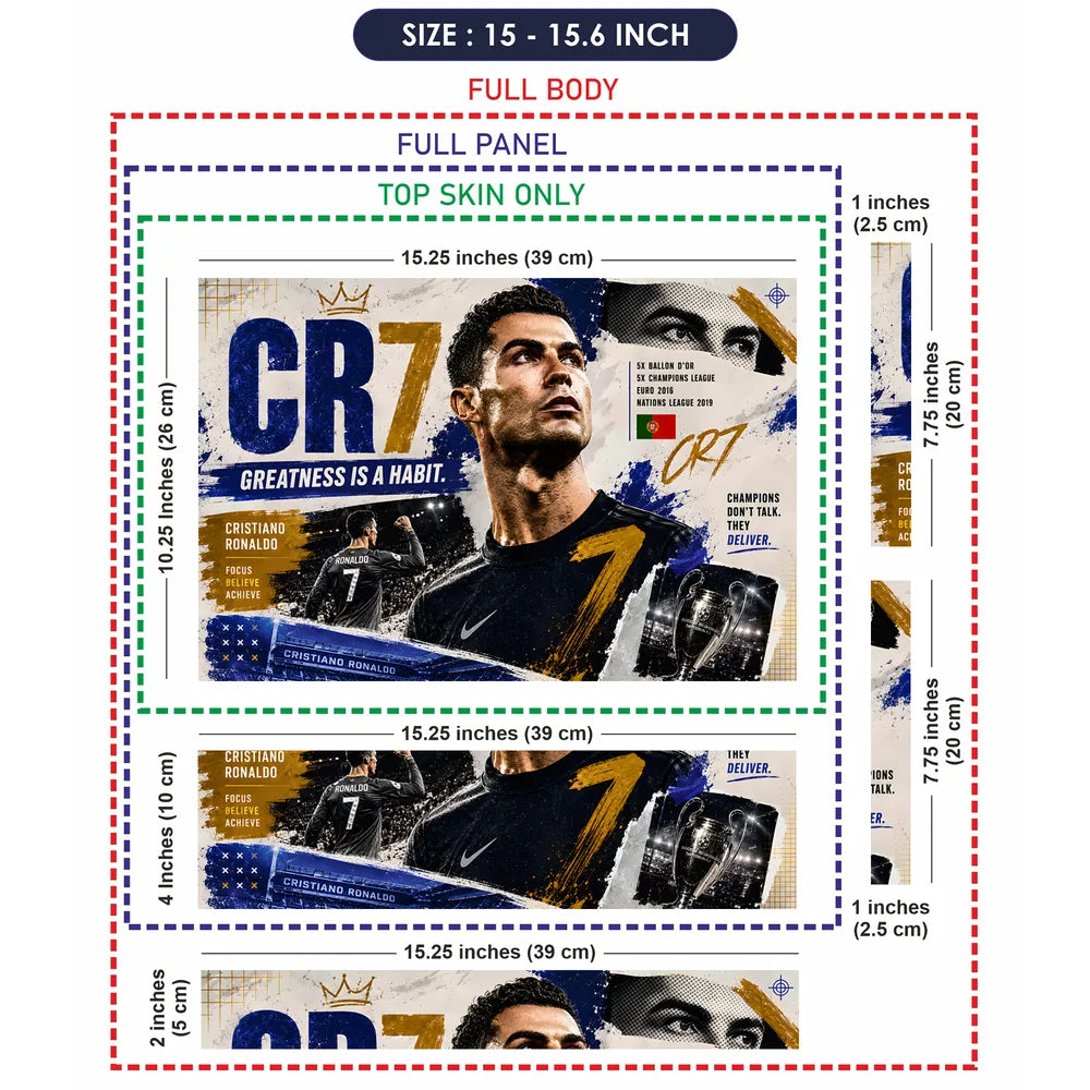 Ronaldo CR7 Greatness Habit Laptop Skin - View 8