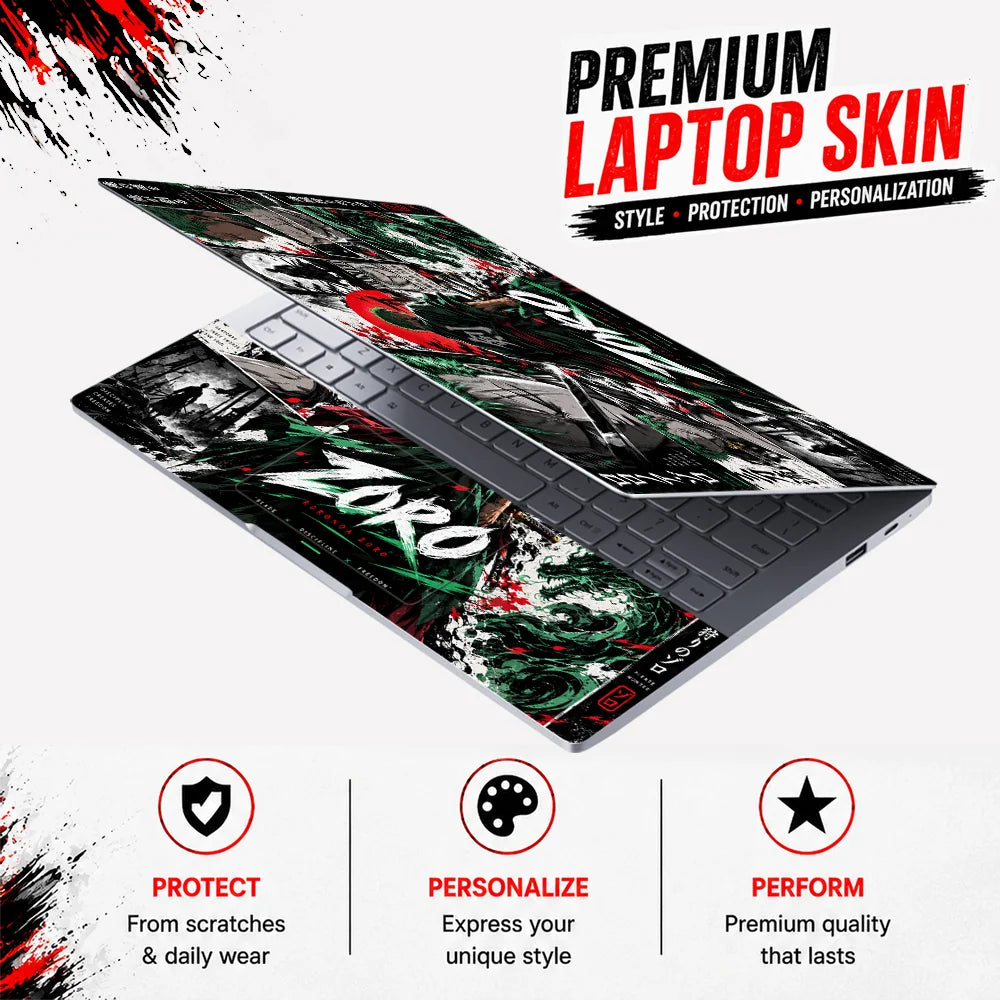 Roronoa Zoro Blades, Discipline, Freedom Laptop Skin - View 3