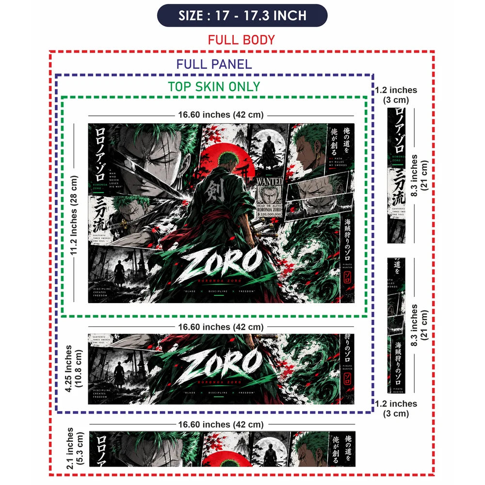 Roronoa Zoro Blades, Discipline, Freedom Laptop Skin - View 9