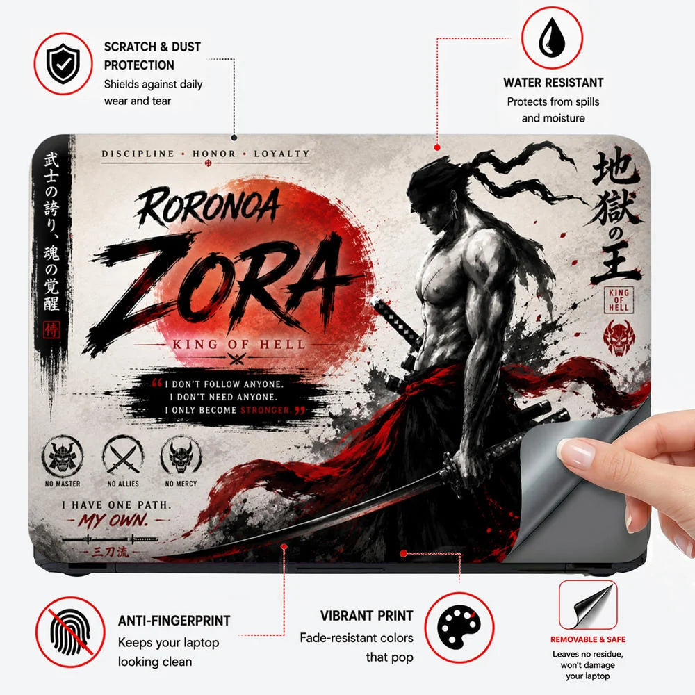 Roronoa Zoro Crimson Fury Laptop Skin - View 4