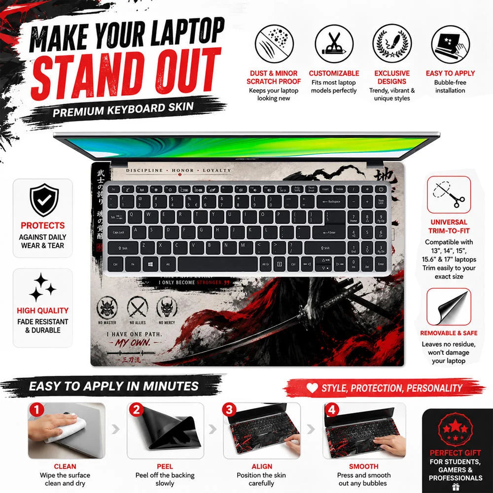 Roronoa Zoro Crimson Fury Laptop Skin - View 5