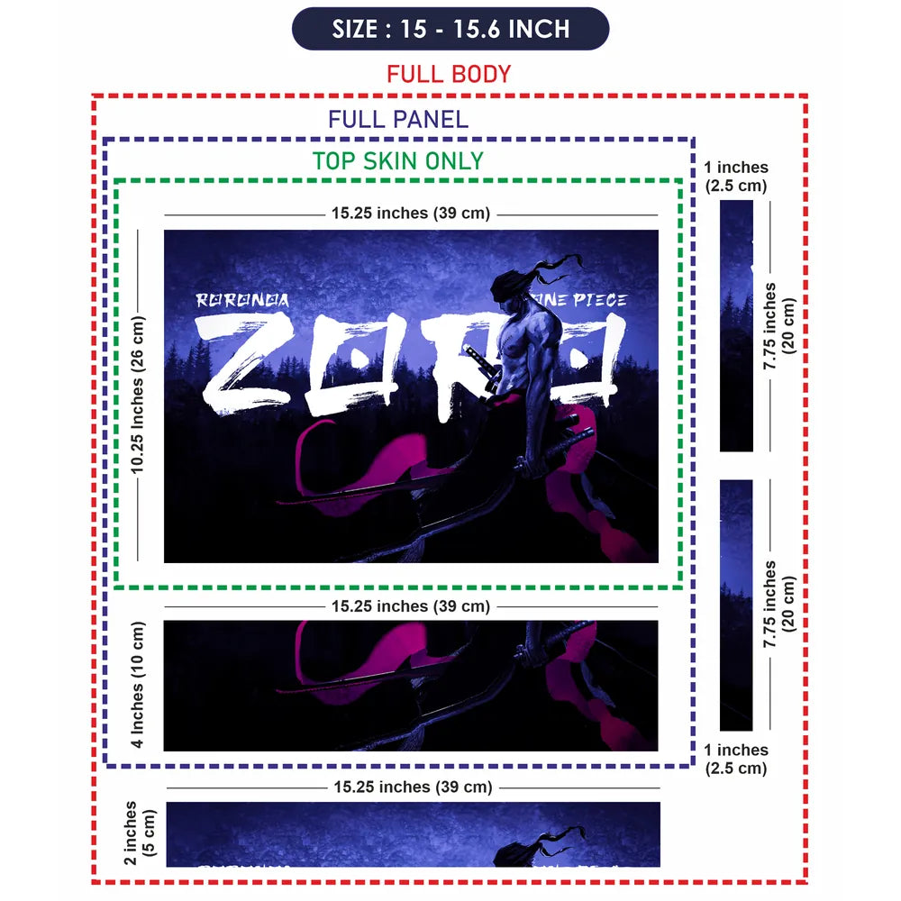 Roronoa Zoro One Piece Blue Laptop Skin - View 8