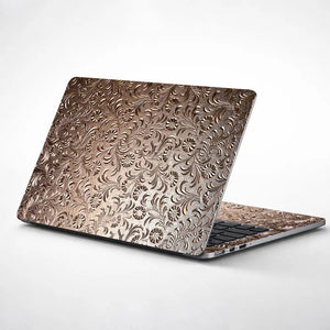 Rose Gold Daisy Floral - Metallic and Textured Finish Laptop Skin - View 1