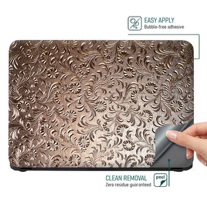 Rose Gold Daisy Floral - Metallic and Textured Finish Laptop Skin - View 4
