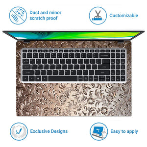 Rose Gold Daisy Floral - Metallic and Textured Finish Laptop Skin - View 5