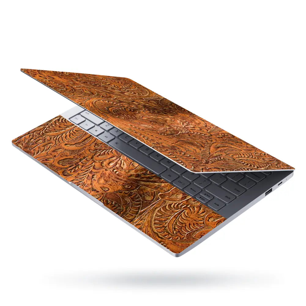 Rustic Brown Paisley - Metallic and Textured Finish Laptop Skin - View 3