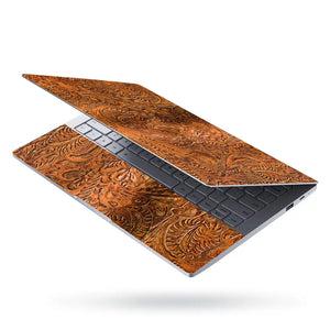 Rustic Brown Paisley - Metallic and Textured Finish Laptop Skin - View 3