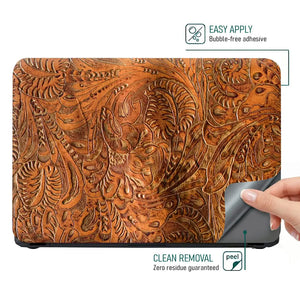Rustic Brown Paisley - Metallic and Textured Finish Laptop Skin - View 4
