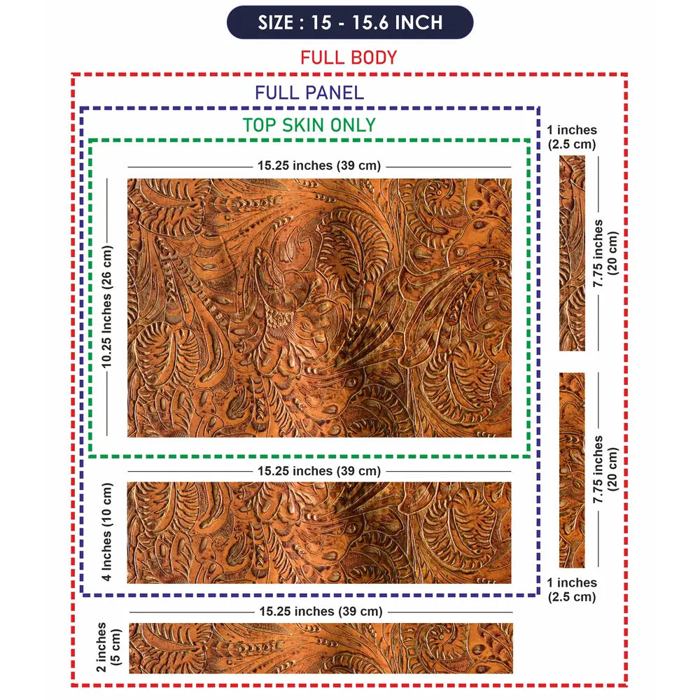 Rustic Brown Paisley - Metallic and Textured Finish Laptop Skin - View 8
