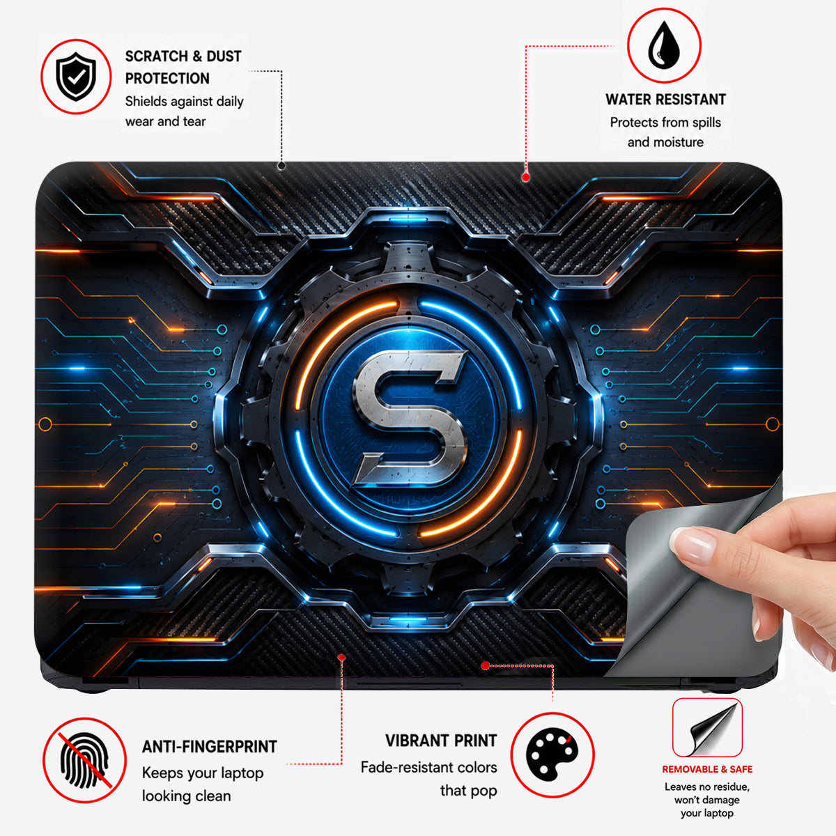 S Gear Circuit Blue Orange Laptop Skin - View 4