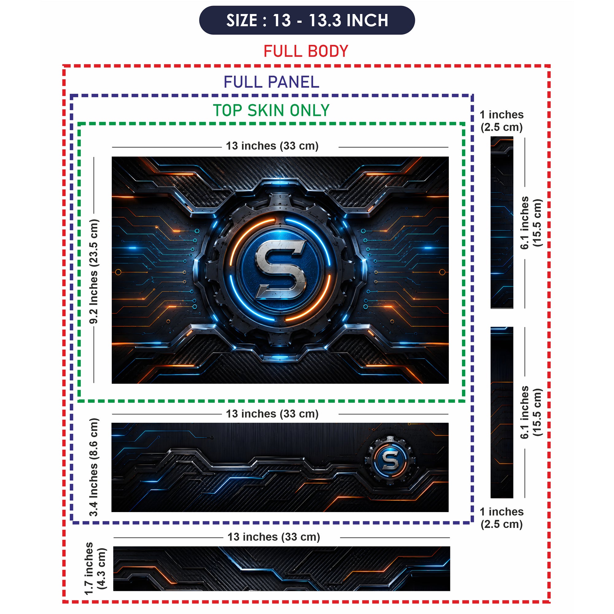 S Gear Circuit Blue Orange Laptop Skin - View 6