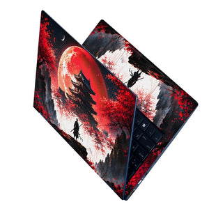 Samurai Pagoda Red Moon Cherry Laptop Skin - View 2