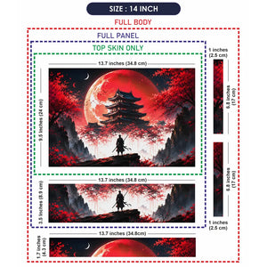 Samurai Pagoda Red Moon Cherry Laptop Skin - View 7