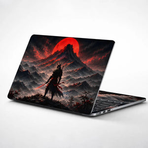 Samurai Red Moon Mountain Laptop Skin - View 1