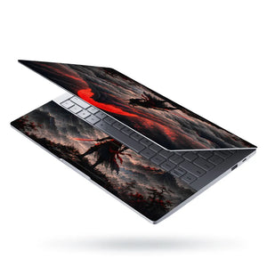 Samurai Red Moon Mountain Laptop Skin - View 3