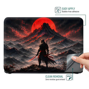 Samurai Red Moon Mountain Laptop Skin - View 4