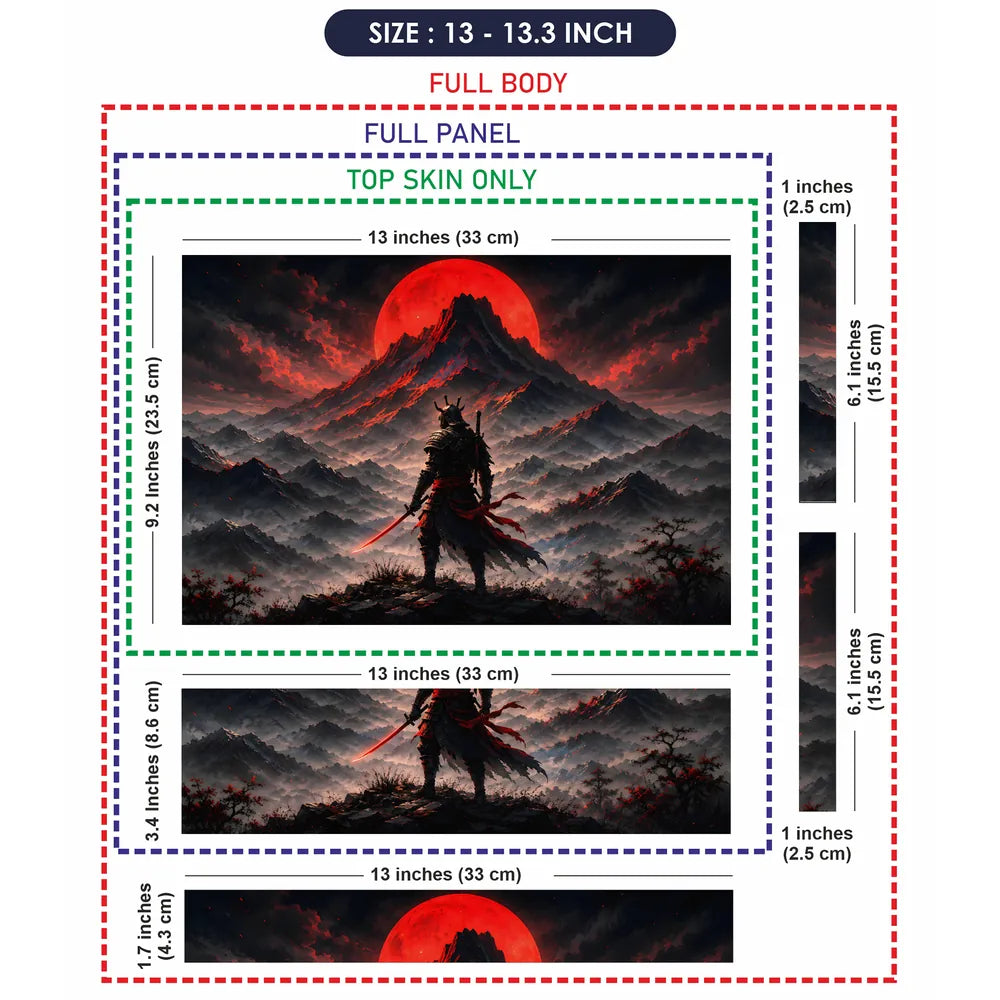 Samurai Red Moon Mountain Laptop Skin - View 6