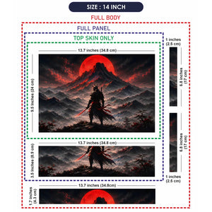 Samurai Red Moon Mountain Laptop Skin - View 7