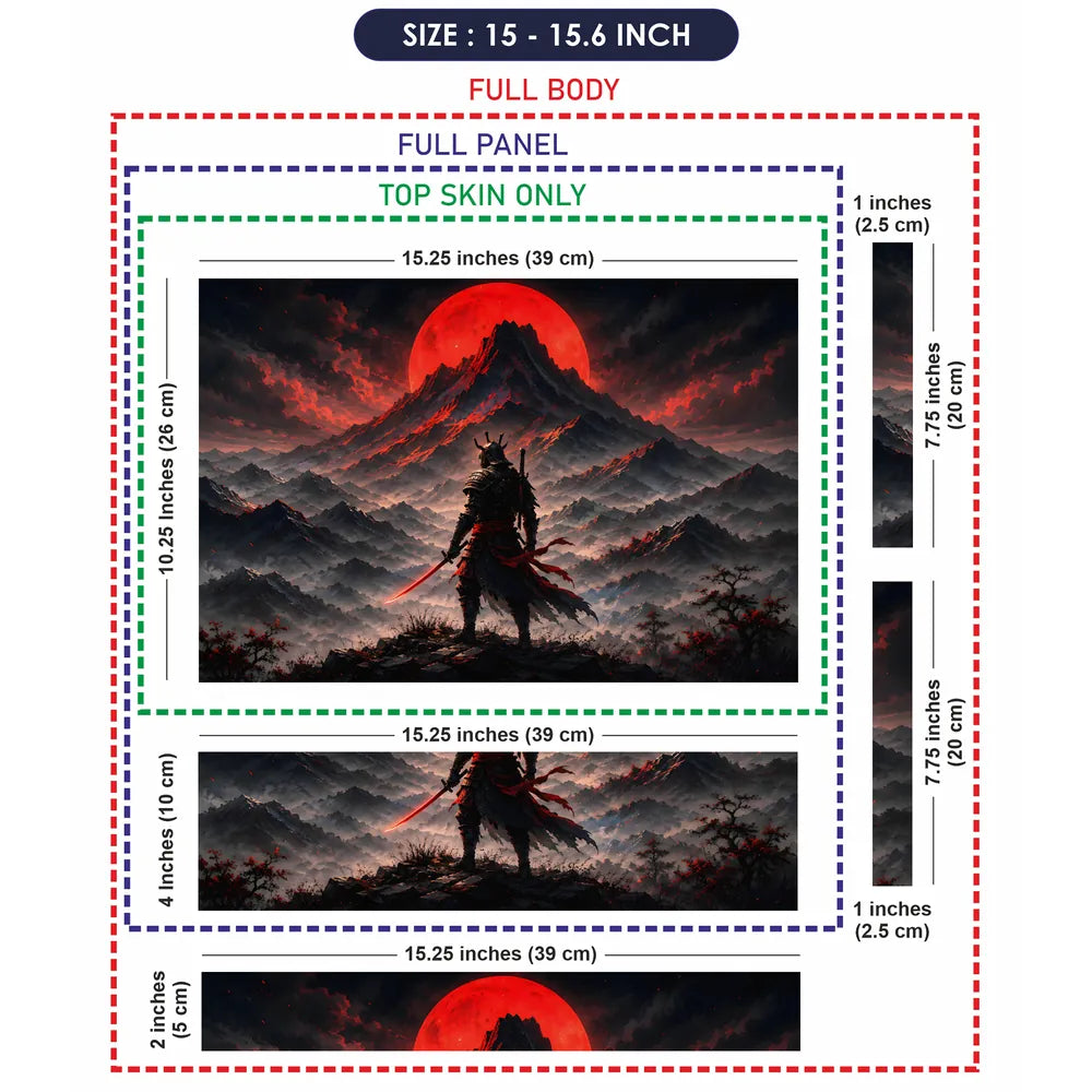 Samurai Red Moon Mountain Laptop Skin - View 8