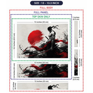 Samurai Red Sun Ink Wash Laptop Skin - View 6