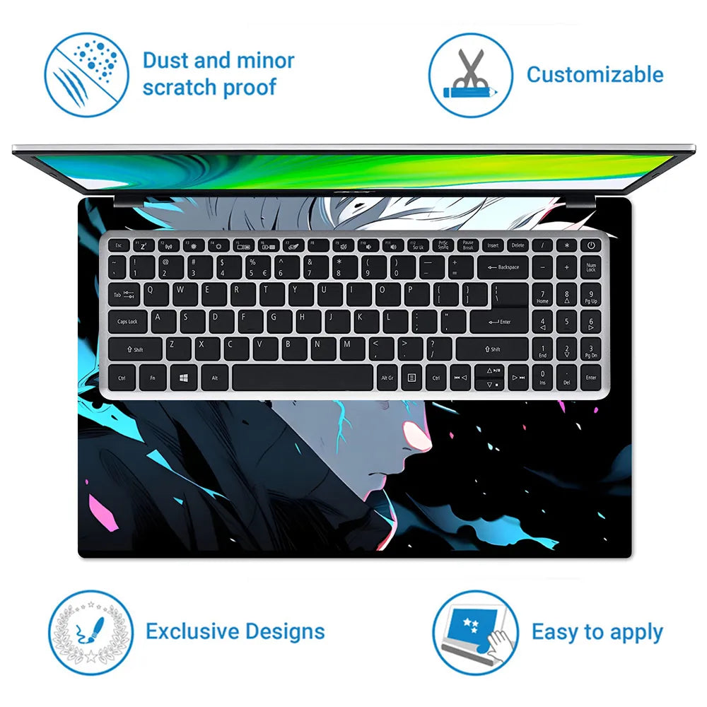 Satoru Gojo Acid Blue Eyes Jujutsu Kaisen Laptop Skin - View 5