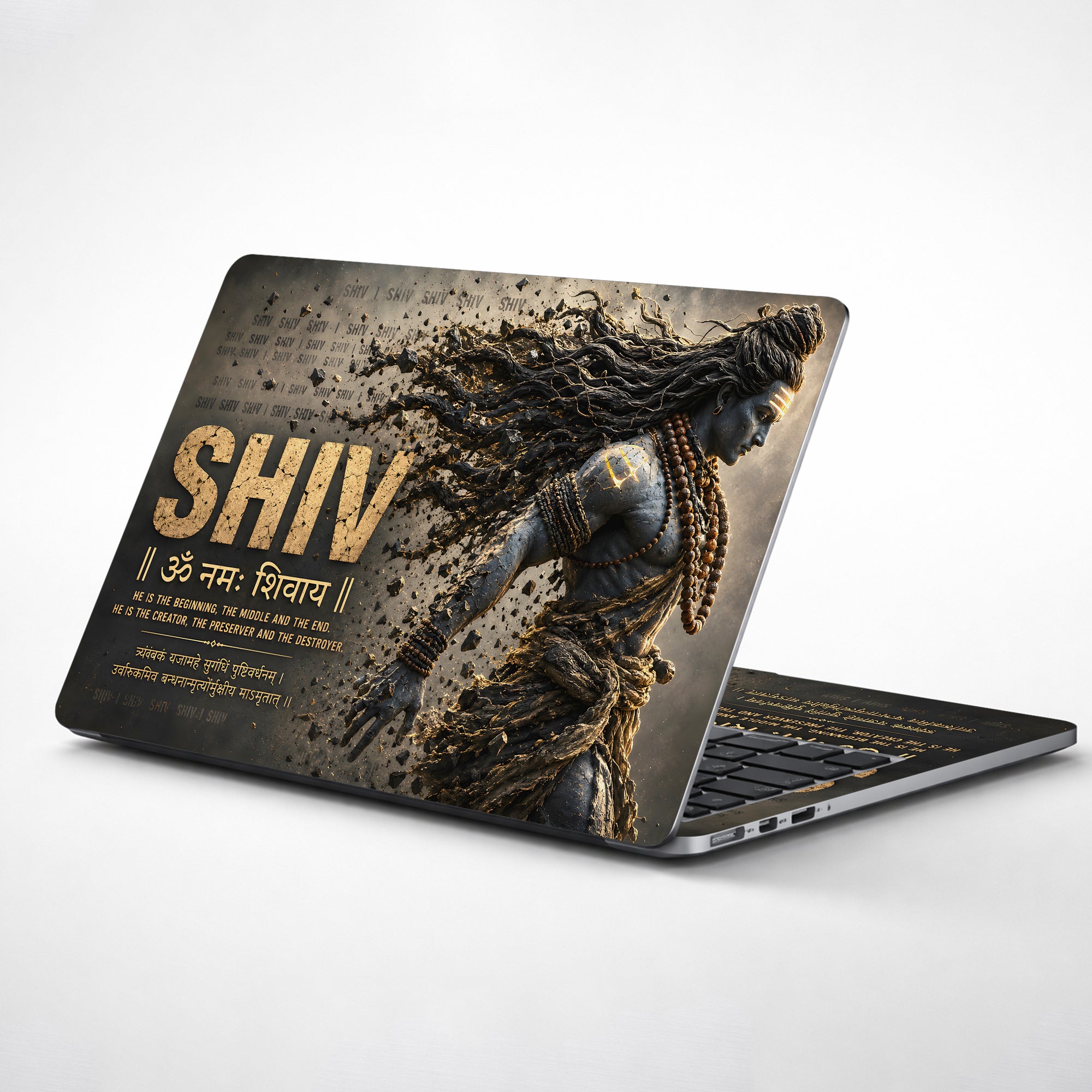 Shiv Om Namah Statue Mantra Laptop Skin - View 1