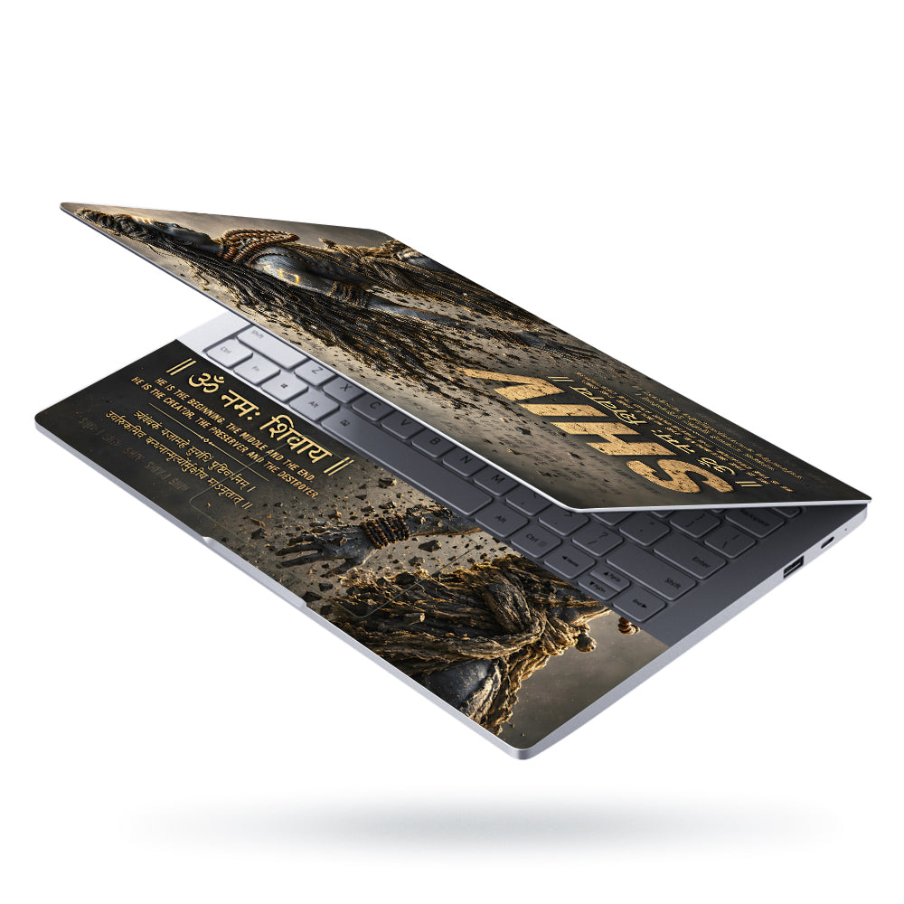 Shiv Om Namah Statue Mantra Laptop Skin - View 3