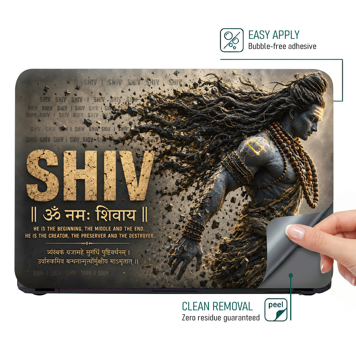 Shiv Om Namah Statue Mantra Laptop Skin - View 4