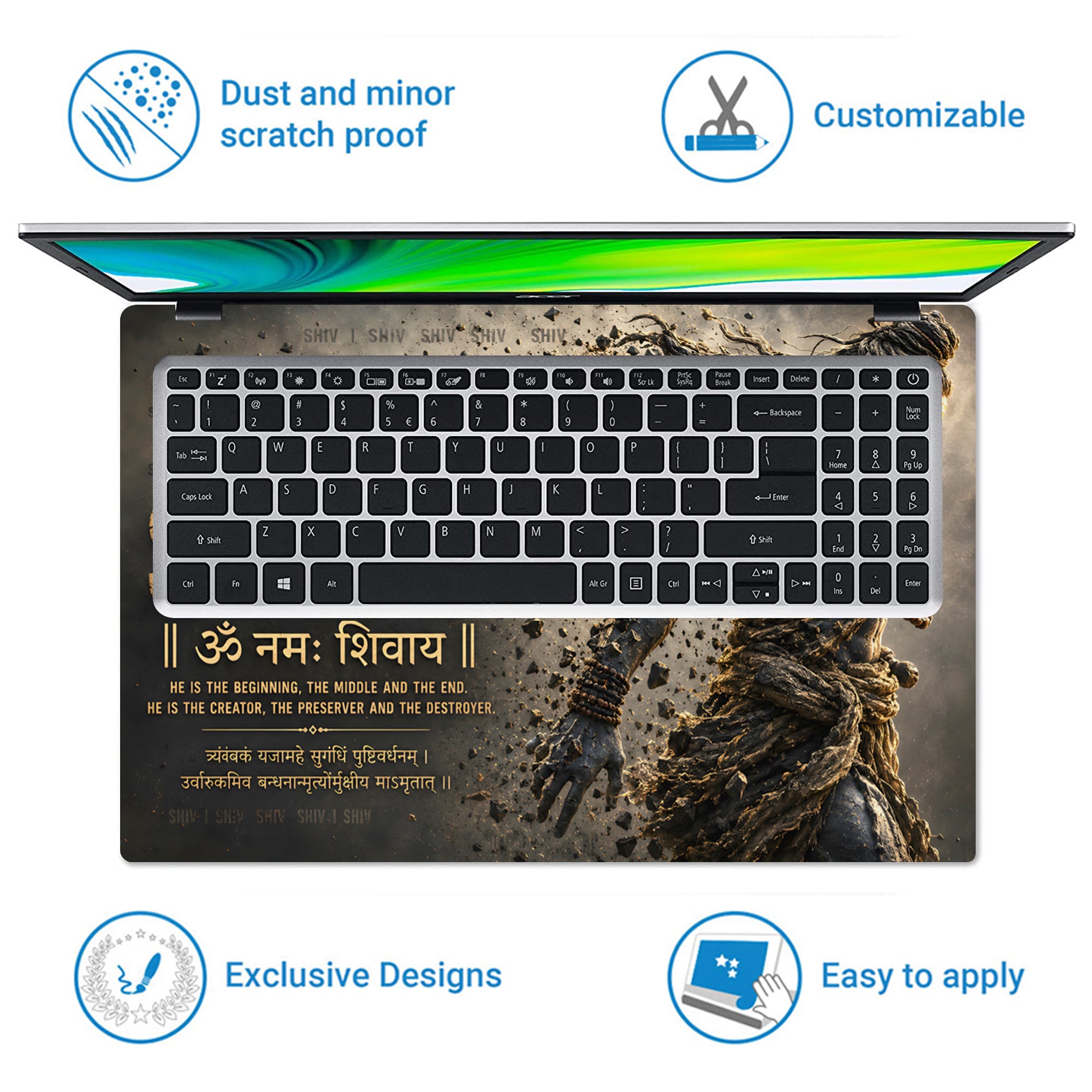 Shiv Om Namah Statue Mantra Laptop Skin - View 5