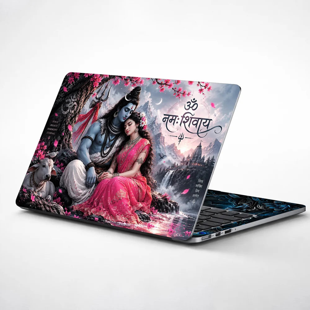 Shiv Parvati Pink Blossom Laptop Skin - View 1