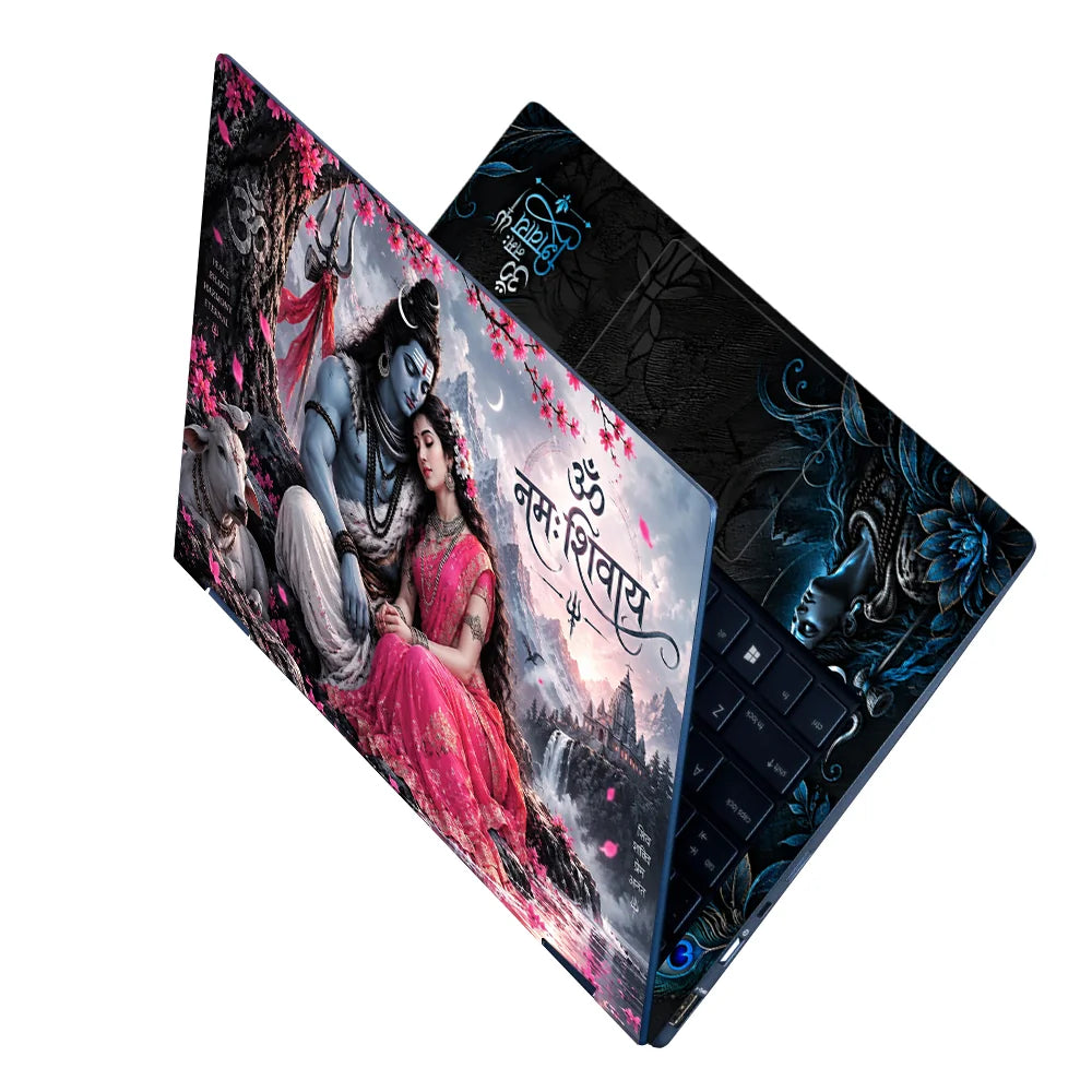 Shiv Parvati Pink Blossom Laptop Skin - View 2