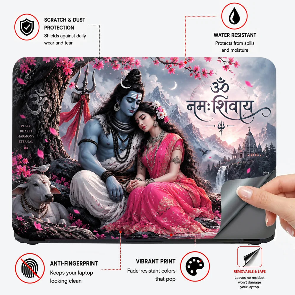Shiv Parvati Pink Blossom Laptop Skin - View 4