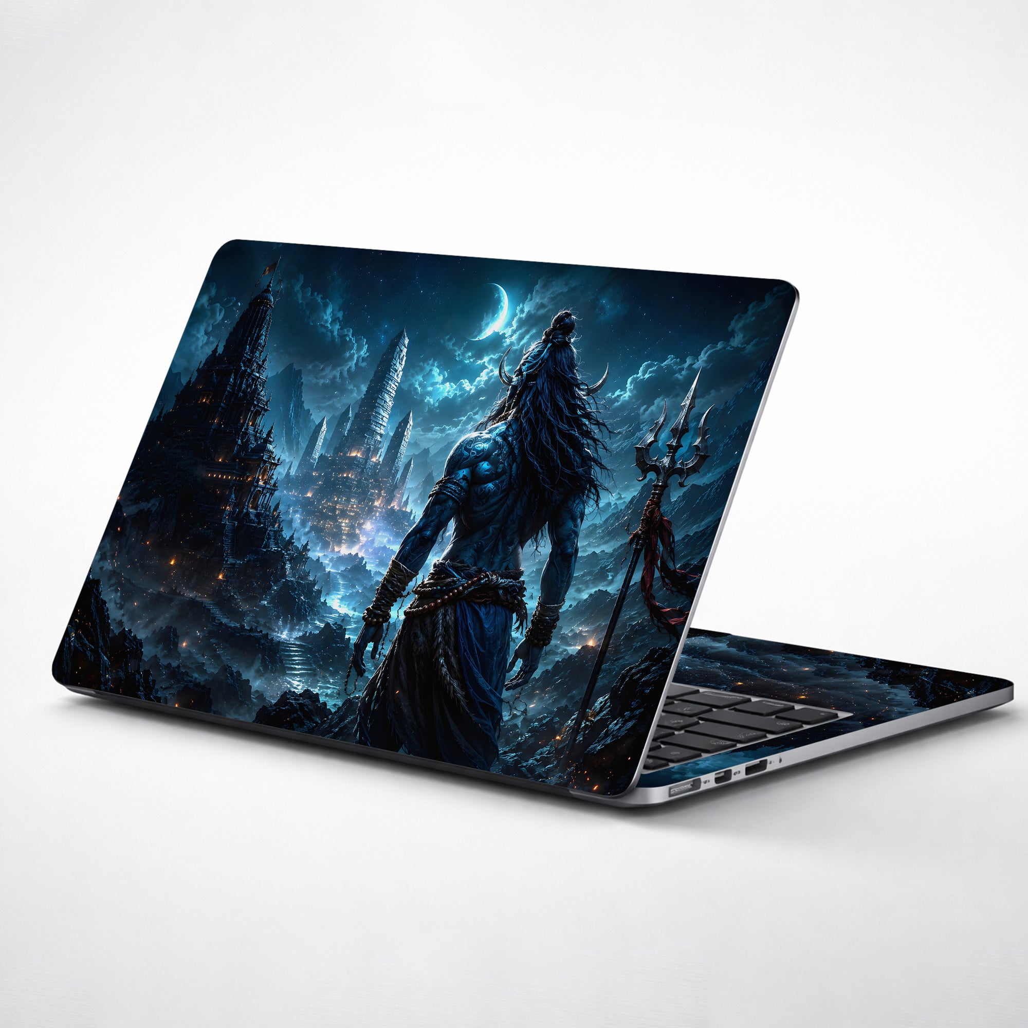 Shiva Back Night Temple Crescent Laptop Skin - View 1