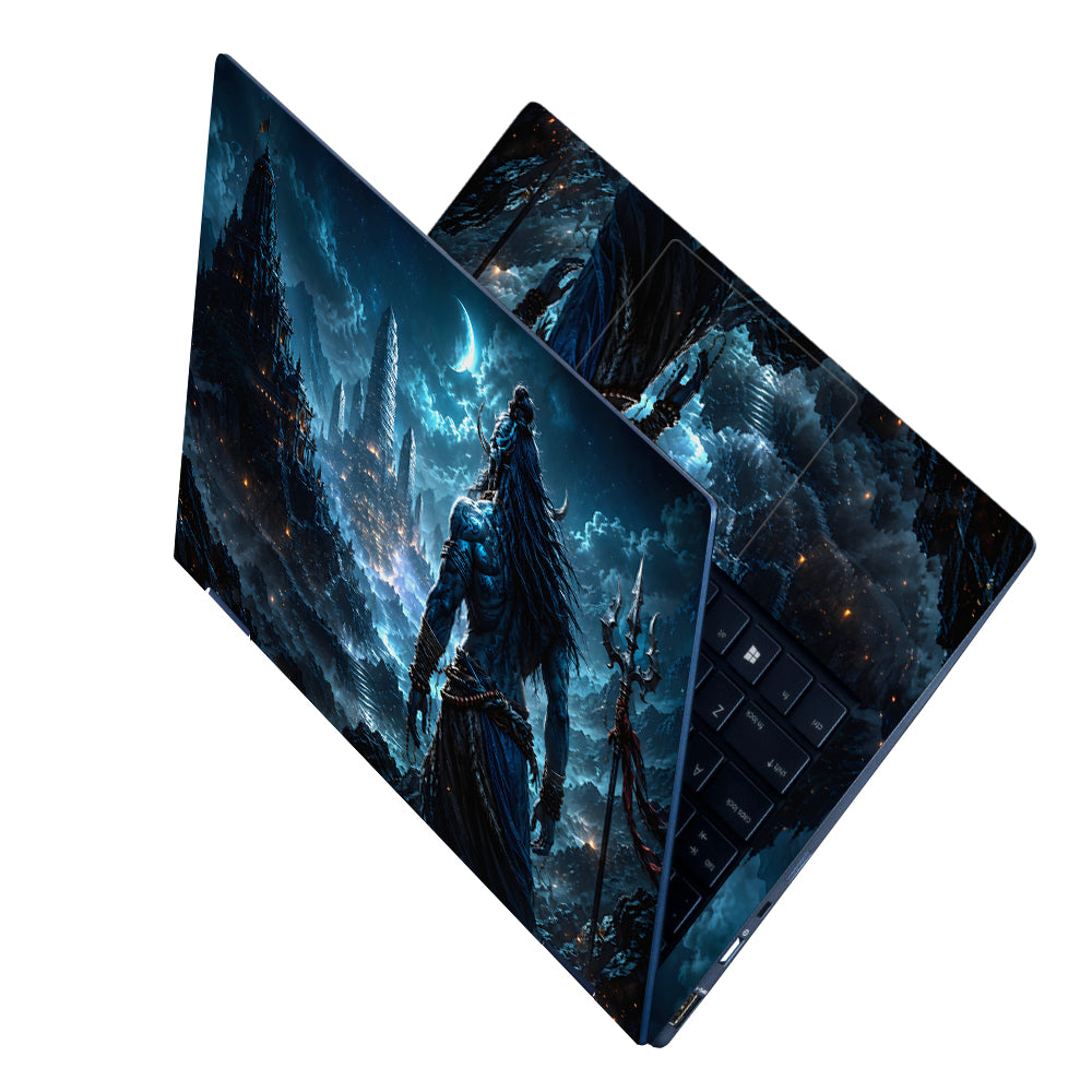 Shiva Back Night Temple Crescent Laptop Skin - View 2
