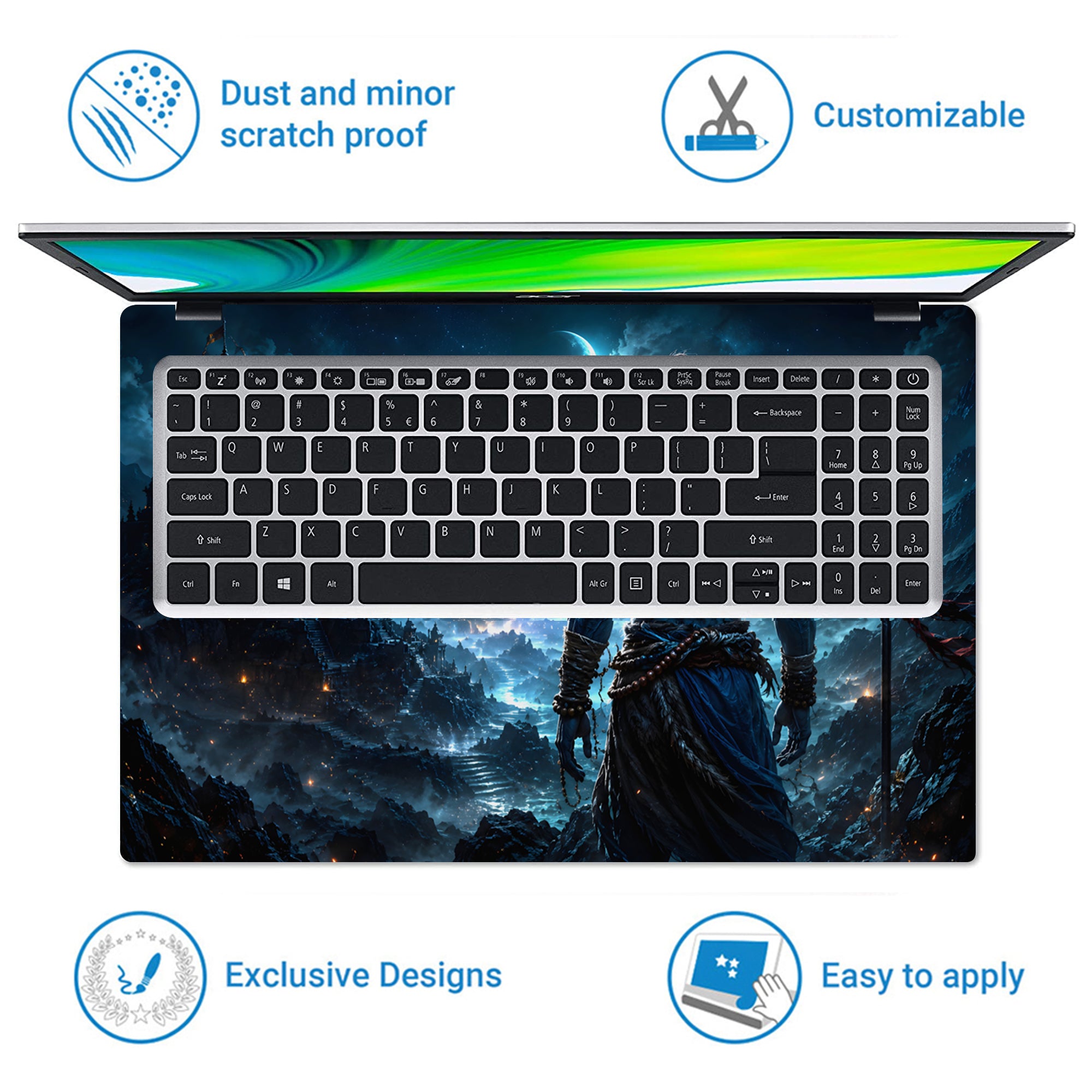 Shiva Back Night Temple Crescent Laptop Skin - View 5