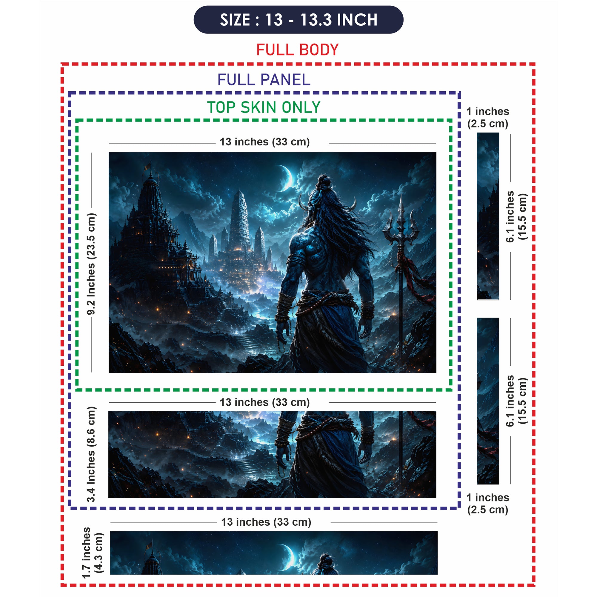 Shiva Back Night Temple Crescent Laptop Skin - View 6