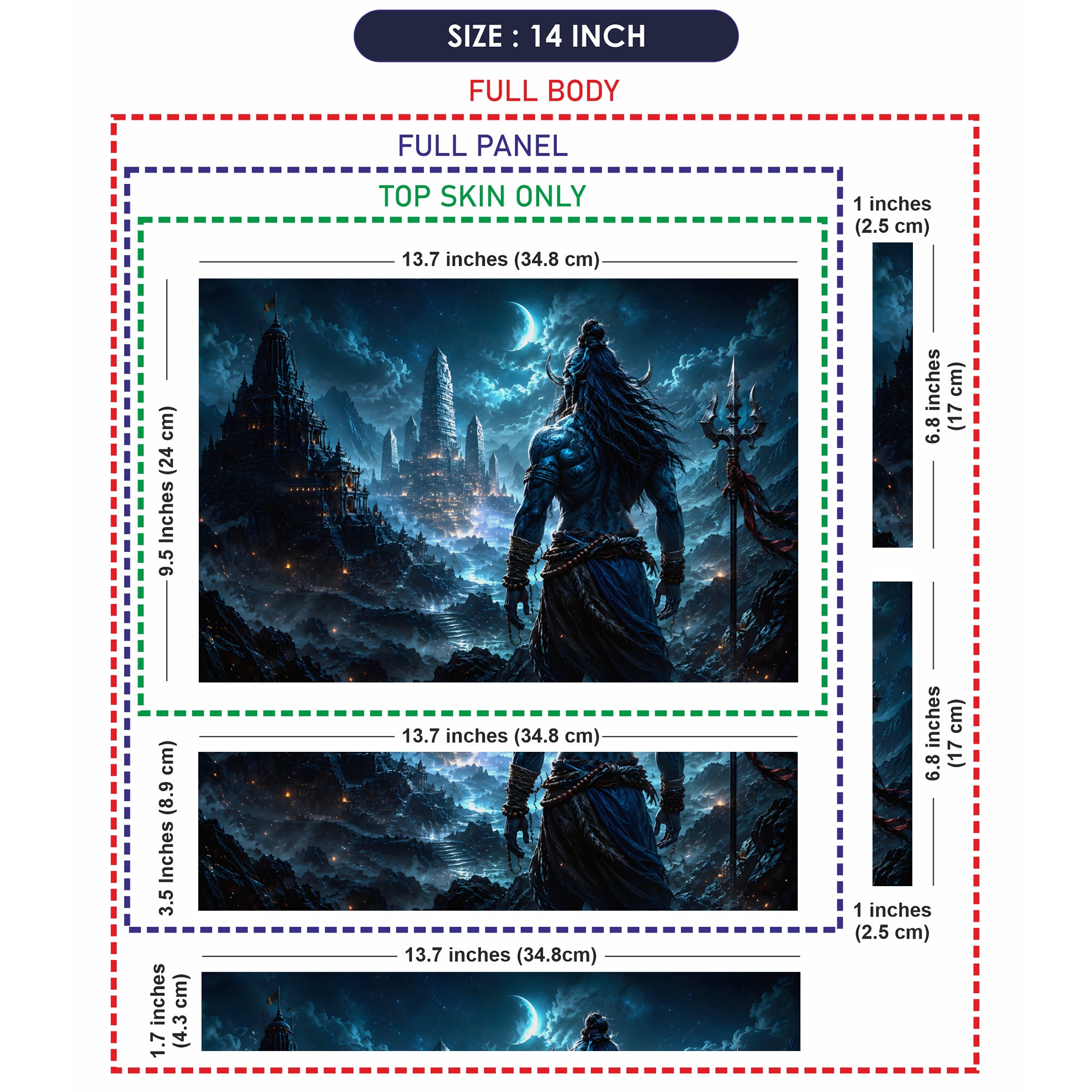Shiva Back Night Temple Crescent Laptop Skin - View 7