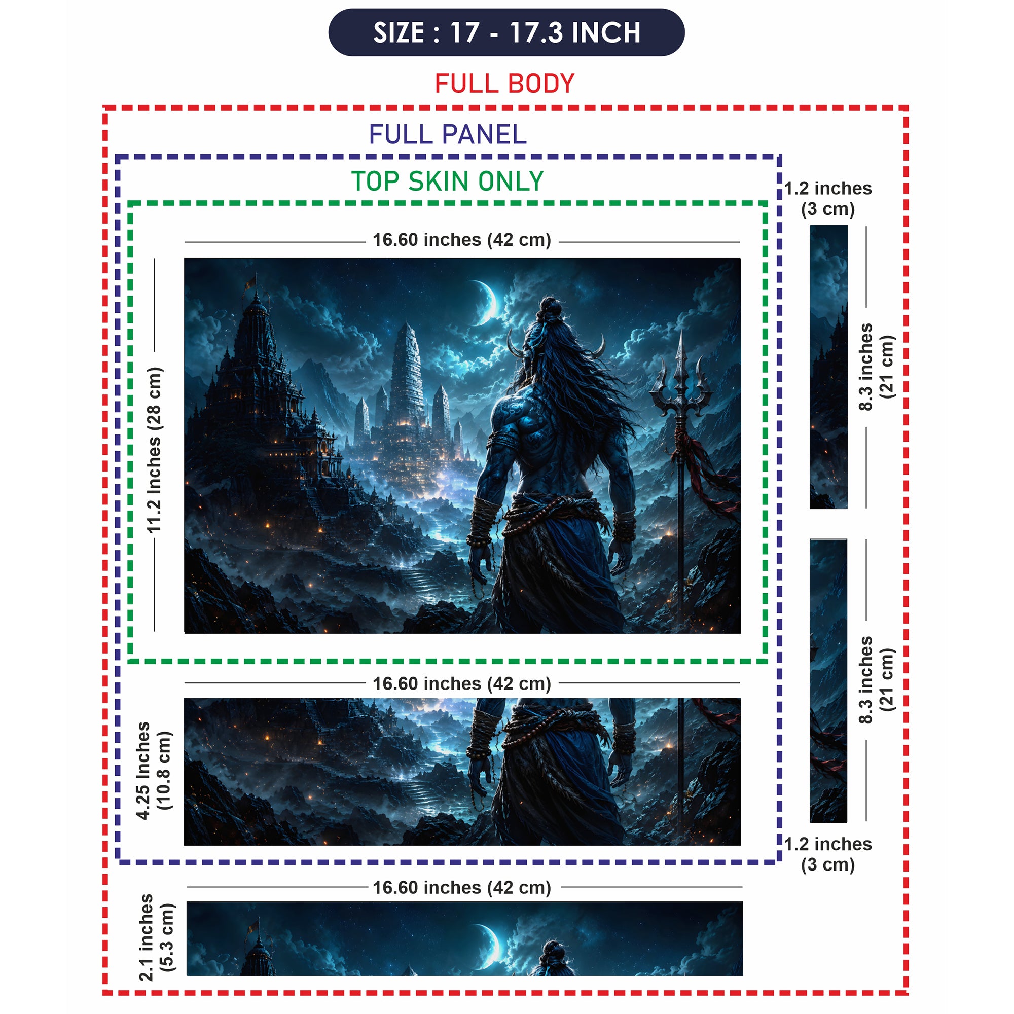 Shiva Back Night Temple Crescent Laptop Skin - View 9
