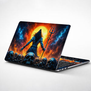 Shiva Back Skulls Red Moon Laptop Skin - View 1
