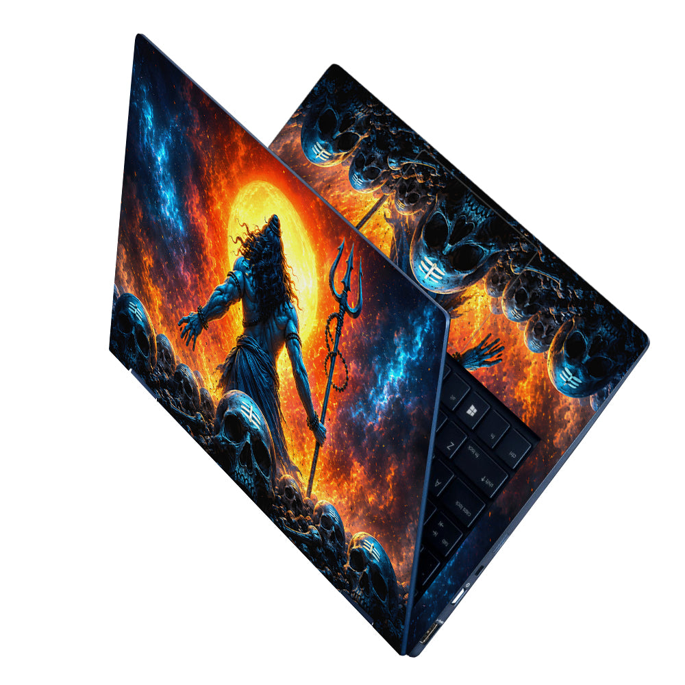 Shiva Back Skulls Red Moon Laptop Skin - View 2