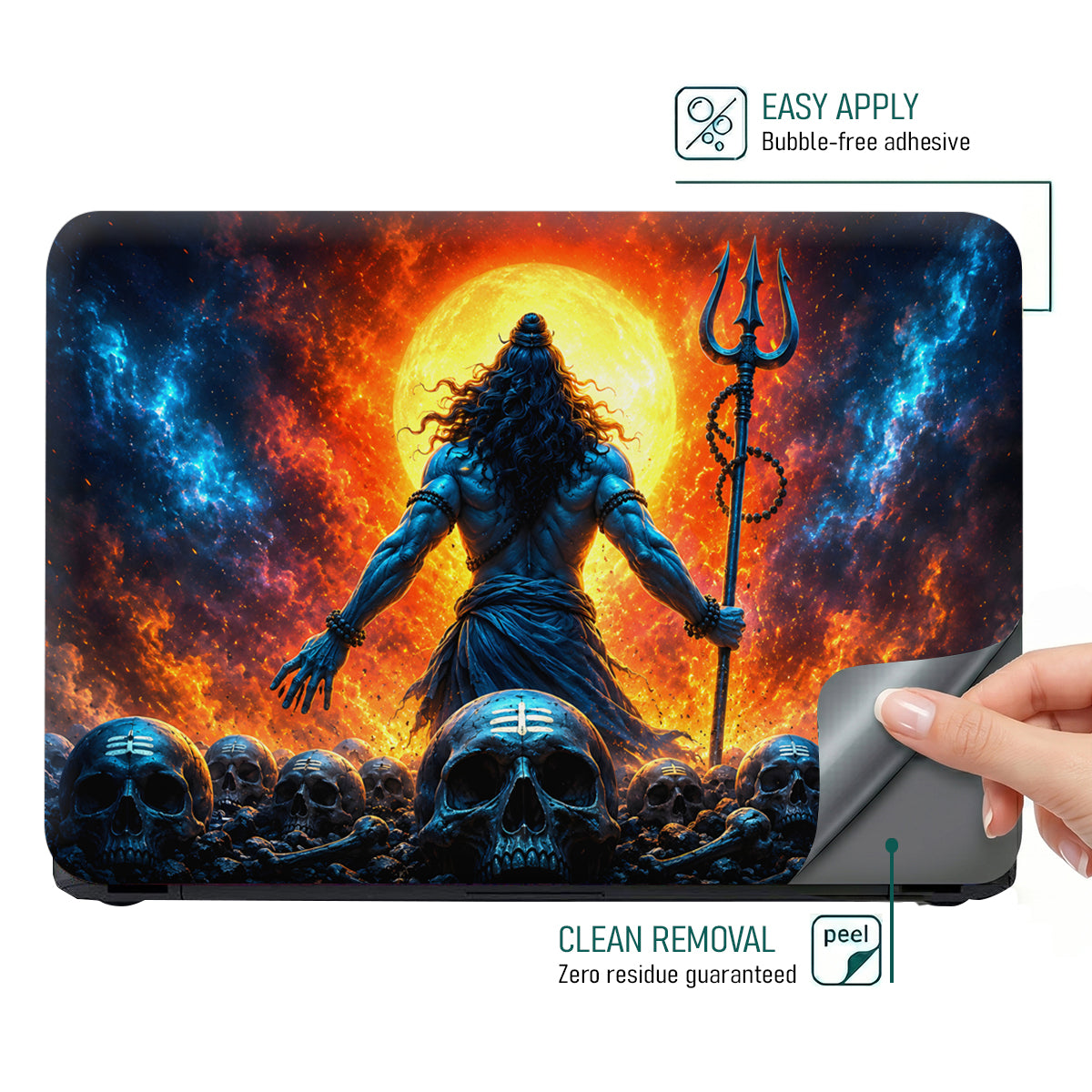 Shiva Back Skulls Red Moon Laptop Skin - View 4