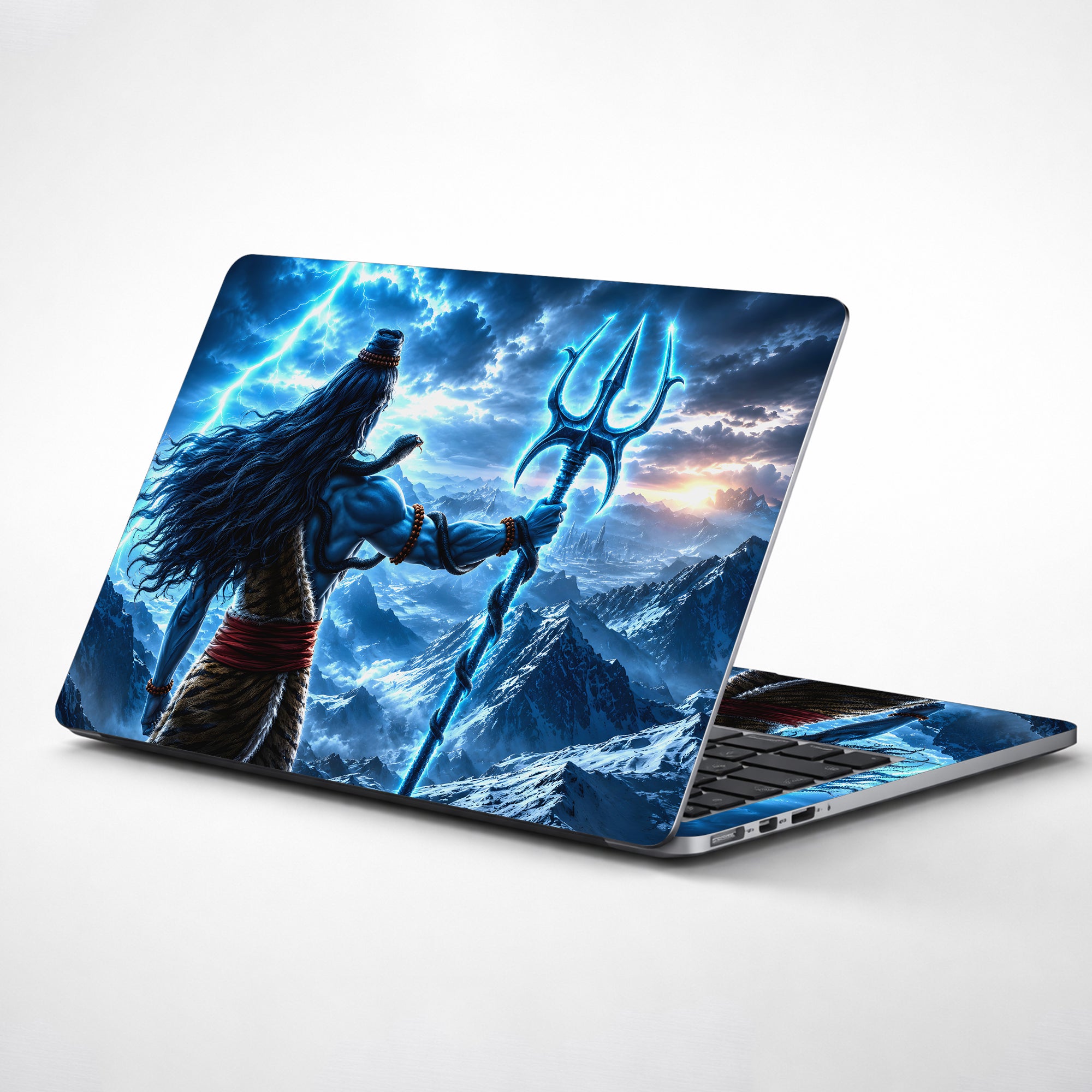 Shiva Back Trident Mountain Lightning Laptop Skin - View 1