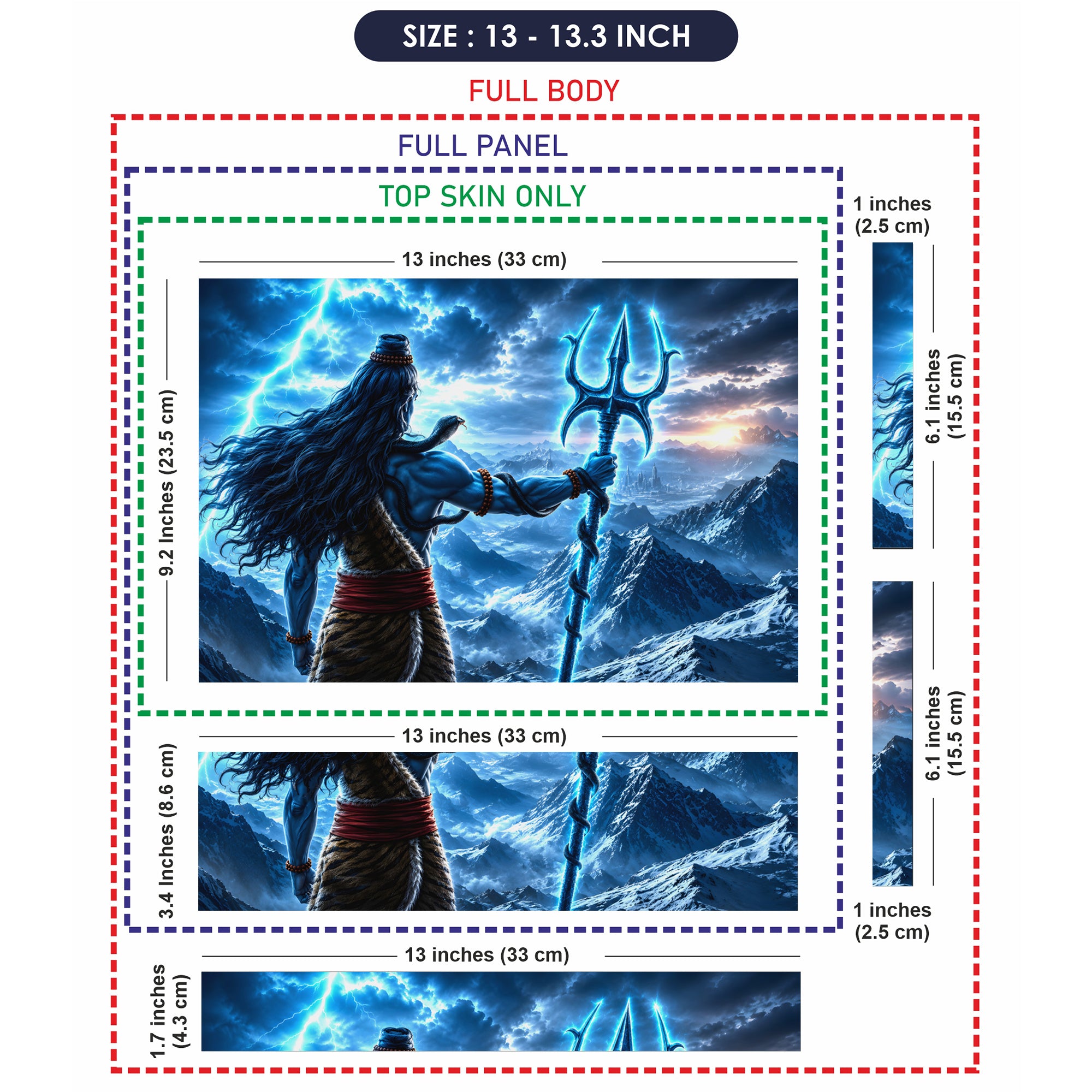 Shiva Back Trident Mountain Lightning Laptop Skin - View 6