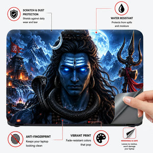 Shiva Beneath the Moonlit Mountains Laptop Skin - View 4
