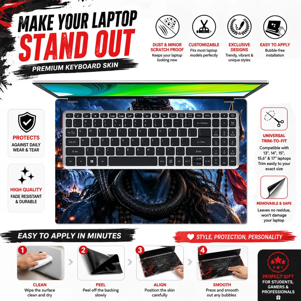 Shiva Beneath the Moonlit Mountains Laptop Skin - View 5