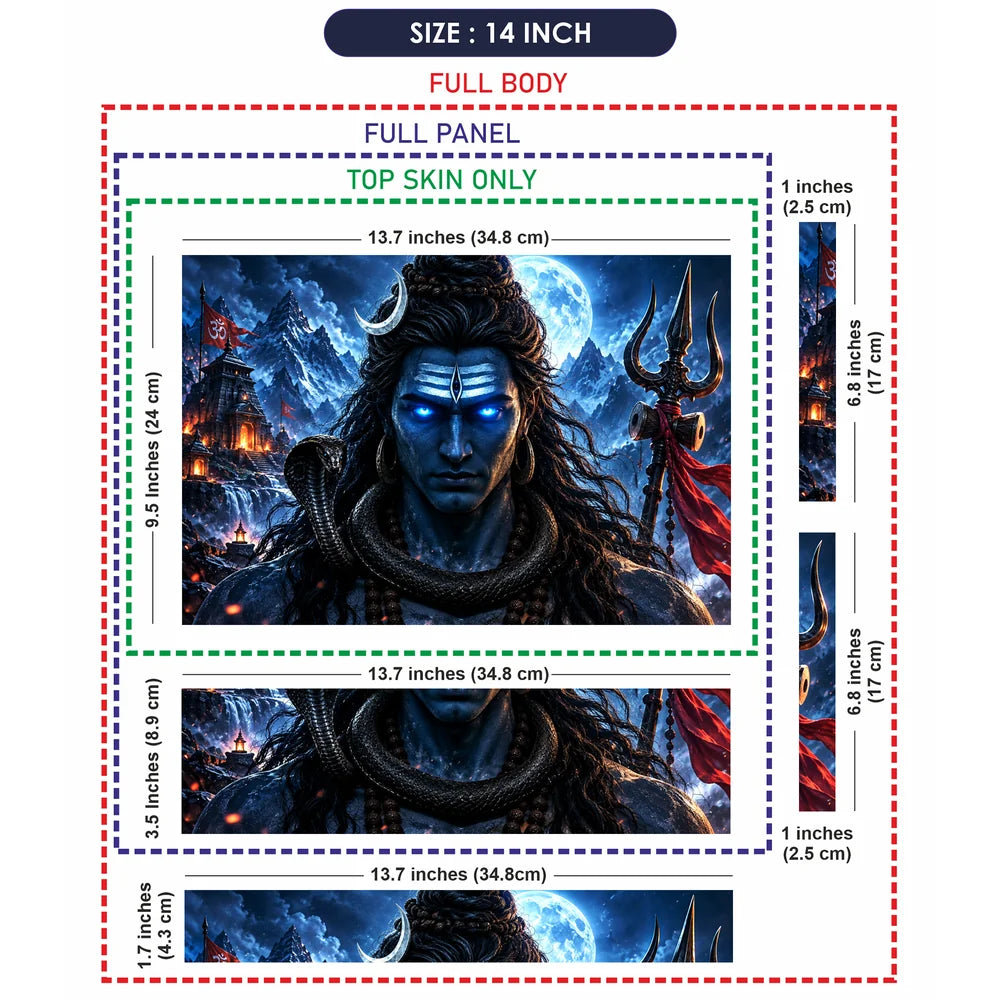 Shiva Beneath the Moonlit Mountains Laptop Skin - View 7